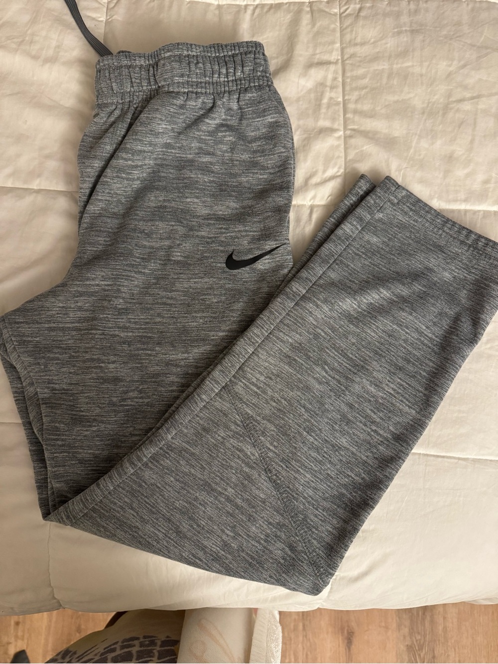 Nike Kids Heather Gray Jogger Sweatpants with Black Swoosh